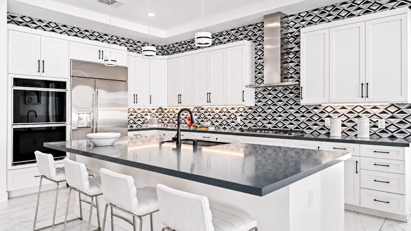 Black and white luxury kitchen renovation